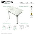 thumbnail image 6 of Kingston Brass KVPB37224Q7 Monarch 37" Ceramic Console Sink with Stainless Steel Legs (4-Inch, 3-Hole), White/Brushed Brass, 6 of 7