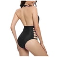 thumbnail image 4 of Women's Bandage Bikini Swimsuit - Lace-Up V-Neck, Backless Design - Polyester, S-XL Sizes, 4 of 8