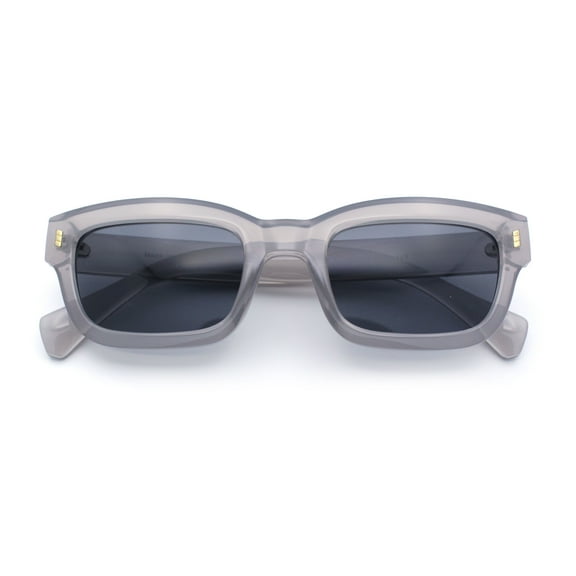 Mod Gentleman Style Hipster Narrow Thick Horn Rim Mod Sunglasses Grey - Black