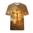 thumbnail image 6 of UVEASISHA Easter Short Sleeve T-Shirts for Men Fashion Cross Print Christian Graphic Tees Comfy Crew Neck Loose Tshirt Big and Tall Casual Workout Shirts Gold 5XL, 6 of 6