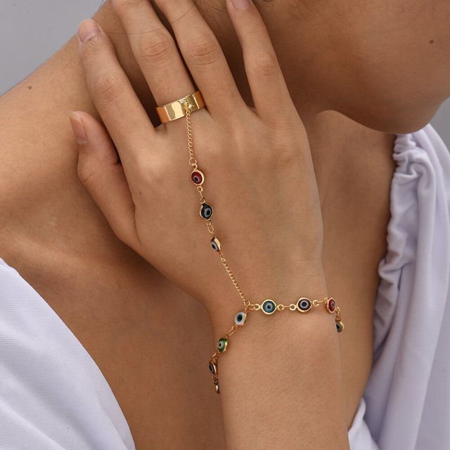 Pulsera de cadena de eslabones de mariposa creativa, brazalete de anillo de dedo conectado, pulseras para mujeres, arnés de mano vinculado, regalos de joyería para parejas Tan Jianjun unisex