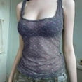 thumbnail image 3 of Floral Print Mesh See Through Camis Womens Square Neck Tank Top Sleeveless Lightweight Trendy Y2K Lace Sheer Slim Fit Sexy Going Out Blouse, 3 of 8
