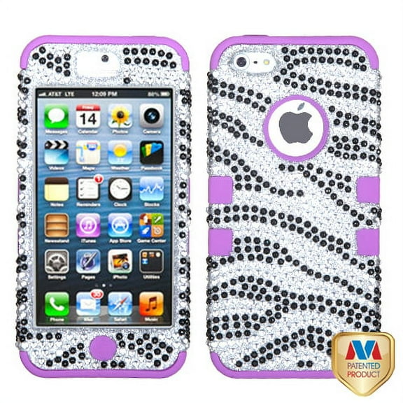 Mybat Zebral Diamanteelectric Purple Tuff Hybrid Phone Protector Cover For Apple Iphone 5