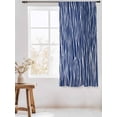 thumbnail image 3 of Sheer Curtains 72 Inches Long, Vintage Wave Lines Semi Sheer Curtains Light Filtering Window Treatment, Classic Minimalist Striped Navy Blue Privacy Voile Drapes for Living Room Bedroom 52x72 Inch, 3 of 7