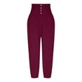 thumbnail image 6 of Babysbule Womens Solid Straight Wide Leg Pants Fashion Womens Casual Button Solid Color Trousers With Pockets, 6 of 6