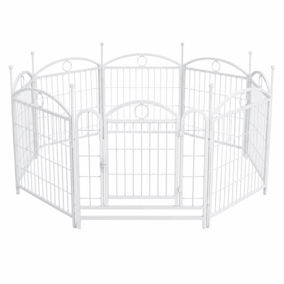 Noaman 8-Panel Metal Dog Playpen with Door, 26.2-Inch Foldable Indoor Outdoor Pet Exercise Fence, White