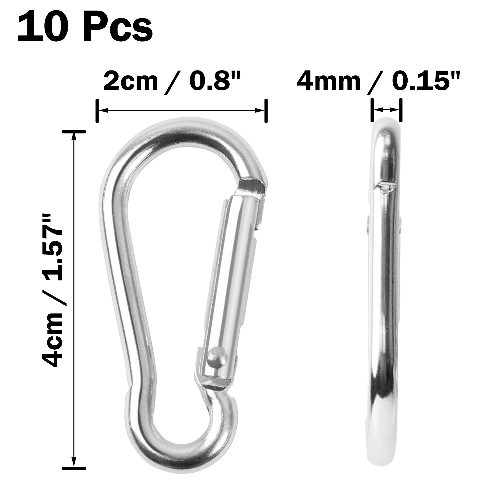 Unique Bargains 10 Pieces Silver Tone Spring Loaded Gate Carabiner Key Holders
