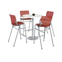 KFI Studios Mode Round 3' Dining Table Set, Designer White, 4 Coral KOOL Chairs