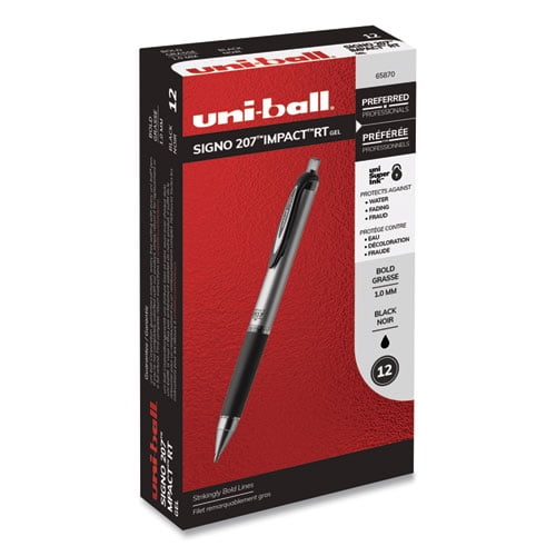"207 Impact Gel Pen, Retractable, Bold 1 Mm, Black Ink, Black Barrel | Bundle of 10 Each"