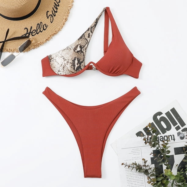 WILLBEST Bikini de Mujer, Traje de Baño de Color, Sexy, para Mujer, con Aros En Los Hombros, Bikini, Traje de Baño Bikini