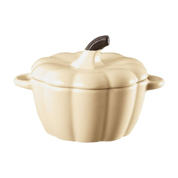 Handmade Ceramic Pumpkin Bowl with Lid - Realistic Pumpkin-Shaped Ceramic Stew, Baking & Steaming Bowl - Multiuse Decorative Storage for Jewelry, Keys, or Kitchen