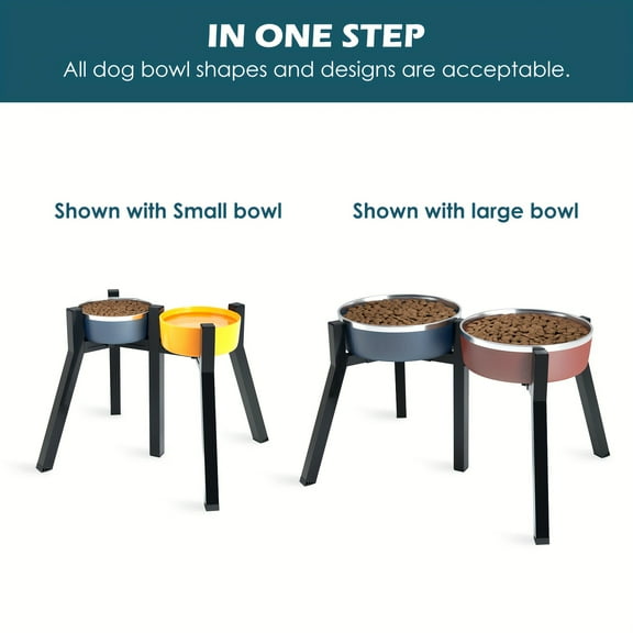 2-in-1 Adjustable Elevated Dog Bowl Stand - 13.7"/35cm Tall for Large/X-Large Dogs - Fits 7-10.6" Bowls (Bowls Not Included) - Sturdy Metal Frame