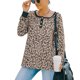 thumbnail image 1 of Blusa de cuello redondo con bonito estampado de otoño/invierno, lavable a máquina, talla S, blusa de manga larga con estampado de leopardo, 1 of 8