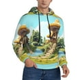 thumbnail image 2 of Uemuo Cartoon Mushroom House Pattern Men's Hoodie - Casual Pullover Hoodie with Kangaroo Pocket, Stylish Hooded Sweatshirt for Everyday Wear-XX-Large, 2 of 7