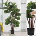 thumbnail image 3 of 4 Ft Artificial Fiddle Leaf Fig Tree, Faux Ficus Lyrata Tree, Fake Green Plant for Indoor Outdoor Home Office Living Room Bedroom Decor, 3 of 7