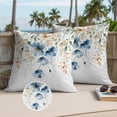 thumbnail image 3 of Blue Spring Floral Outdoor Pillow Covers 24x24 Set of 2,Waterproof Patio Throw Pillowcase Protectors,Weeping Botanical Orange Summer Decorative Pillow Shams Cushion Covers for Seat Bed Couch Sofa, 3 of 8