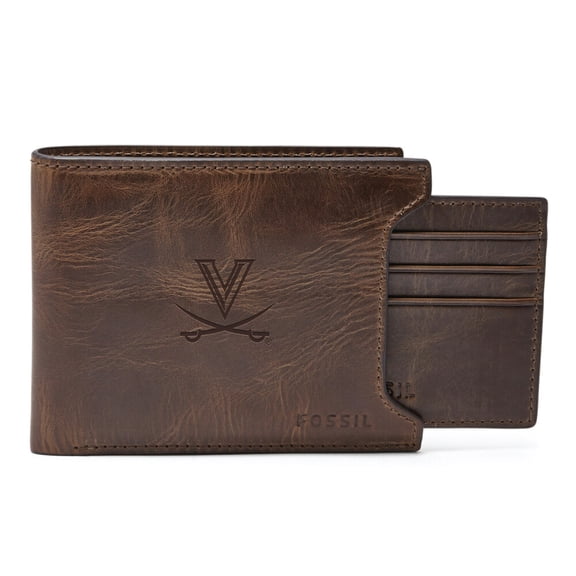 Men's Fossil  Brown Virginia Cavaliers Derrick Sliding Two-In-One Wallet