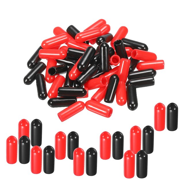 Unique Bargains 50pcs Rubber End Caps Cover Assortment 4mm Screw Thread Protector for Screw Bolt Black Red