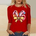 thumbnail image 3 of Camisetas Casuales de las Mujeres Impresas 3/4 Manga Cuello Redondo Blusa, Moda Ligera Superior para el Hogar Y el Uso Diario, Cómoda Imitación de la Tela Del Estante, 3 of 6