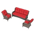 thumbnail image 6 of Meetleisure 3 Piece Wicker Patio Furniture Set, Rattan Chairs with 3-Seater Sofa, High Back, Deep Seating, Wide Armrest, Thick Cushions for Deck Porch, Red, 6 of 9