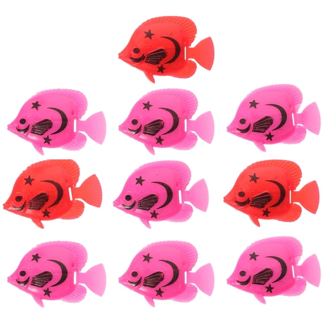 10pcs Decoraciones artificiales plásticas del ornamento de los pescados para el tanque de pescados del acuario (color al azar y patrón)