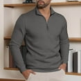 thumbnail image 2 of RYDCOT Mens Long-Sleeve Quarter-Zip Pullover Polo Sweater Lightweight Fleece Sweatshirt No Hood Dark Gray, 2 of 6