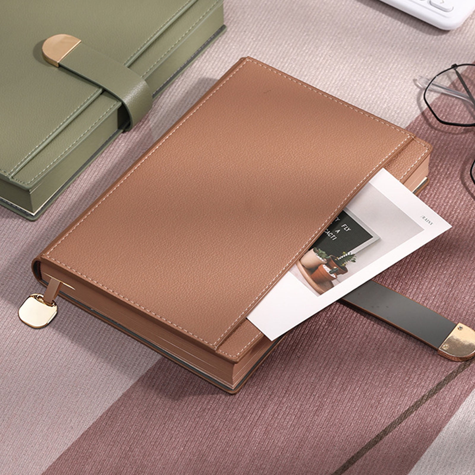 Professional PU Leather Notebook 300 Pages Lined Ribbon Bookmarks Button Closure Hardcover Journal for Writing