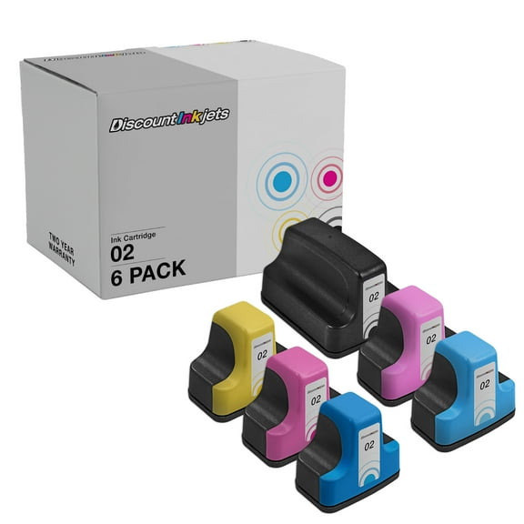 DI Replacement for HP 02 Ink Cartridges 6pk for PhotoSmart C5180 C6180 Compatible with HP PhotoSmart: 3110 3210 3210v 3210xi 3310 3310xi 8250 C5100 C5140 C5150 C5175 C5180 C5183 C5185 C5188