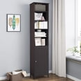 thumbnail image 4 of Bathroom Storage Cabinet, Freestanding Floor Cabinet, Narrow Tall Cabinet Organizer with 3-Level Adjustable Shelves, Convenient Door & Knob for Laundry Room, Apartment (Brown), 4 of 5