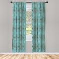 thumbnail image 2 of Ambesonne Baroque 4-Panel Curtains, Oriental Curving Strokes, 56"x84", Teal Beige and Eggshell, 2 of 4