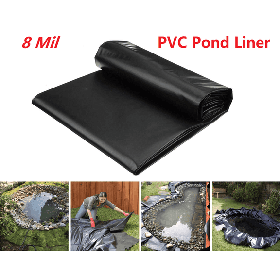7x7 FT Pond Liner 8Mil, Heavy Duty PVCWaterproof Liner for Garden Ponds, Fish Ponds, Koi Ponds, Waterfalls & Fountains, Tear Resistant, Black