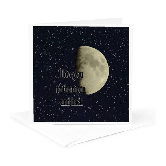 3drose, I Love You to the Moon and Back Space Themed Greeting, 1 Greeting Card with Envelope