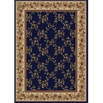 Radici Usa Como Area Rug 1590 Traditional Navy Lattice Leaves 5' 3" x 5' 3" Round