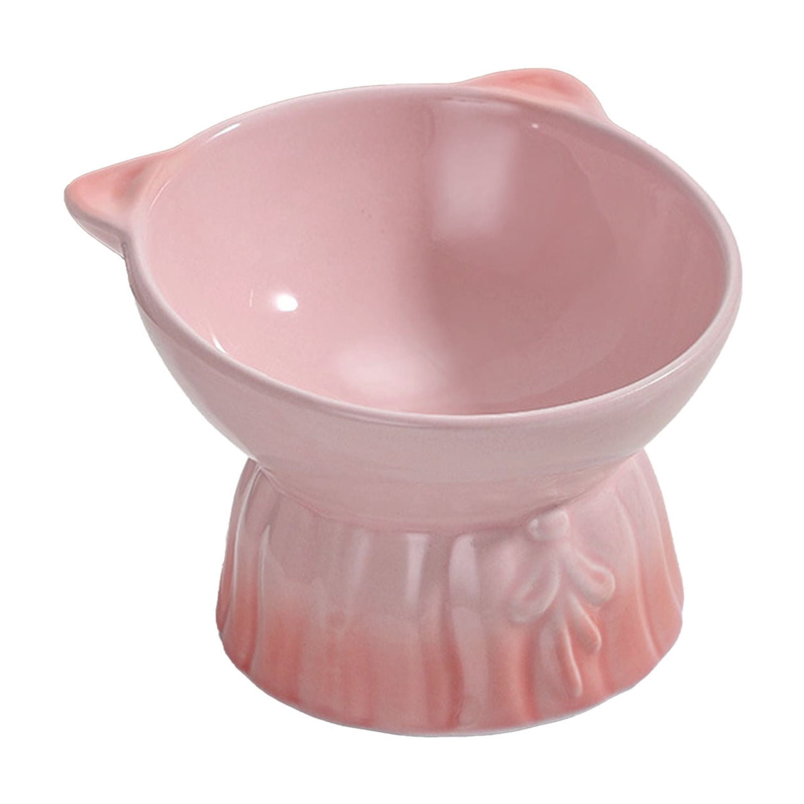 Lunxisen 2 Pcs Elevated Cat Food Bowl, Ceramic Raised and Tilted Water Bowl, Anti Vomiting and Protect Pets' Spines Dishes for Small Dog, Fat Faced Cat, Kitten