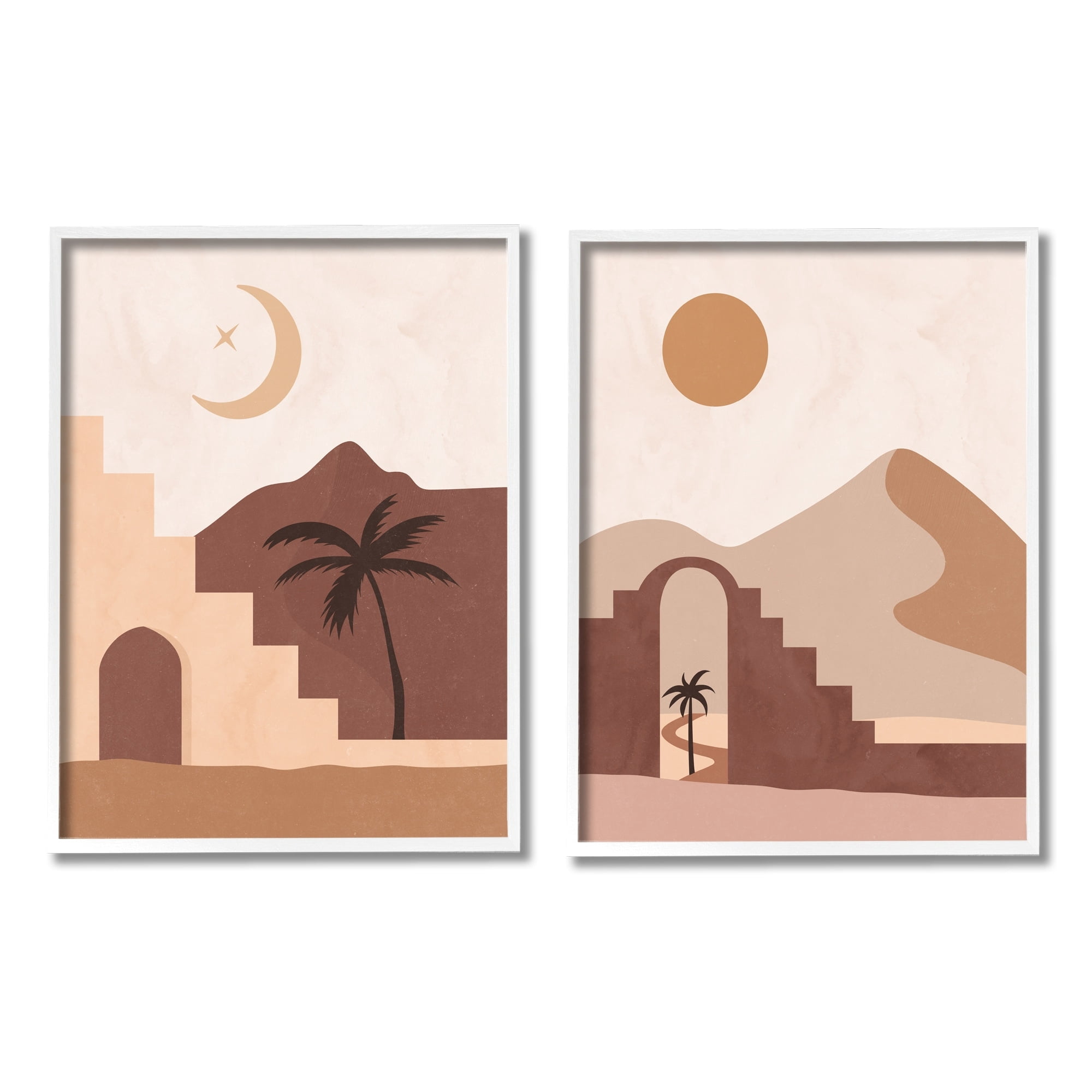 Stupell Industries Desert Oasis Retreat Day Night Palm Dune Landscape,11 x 14, Design by Nina Blue
