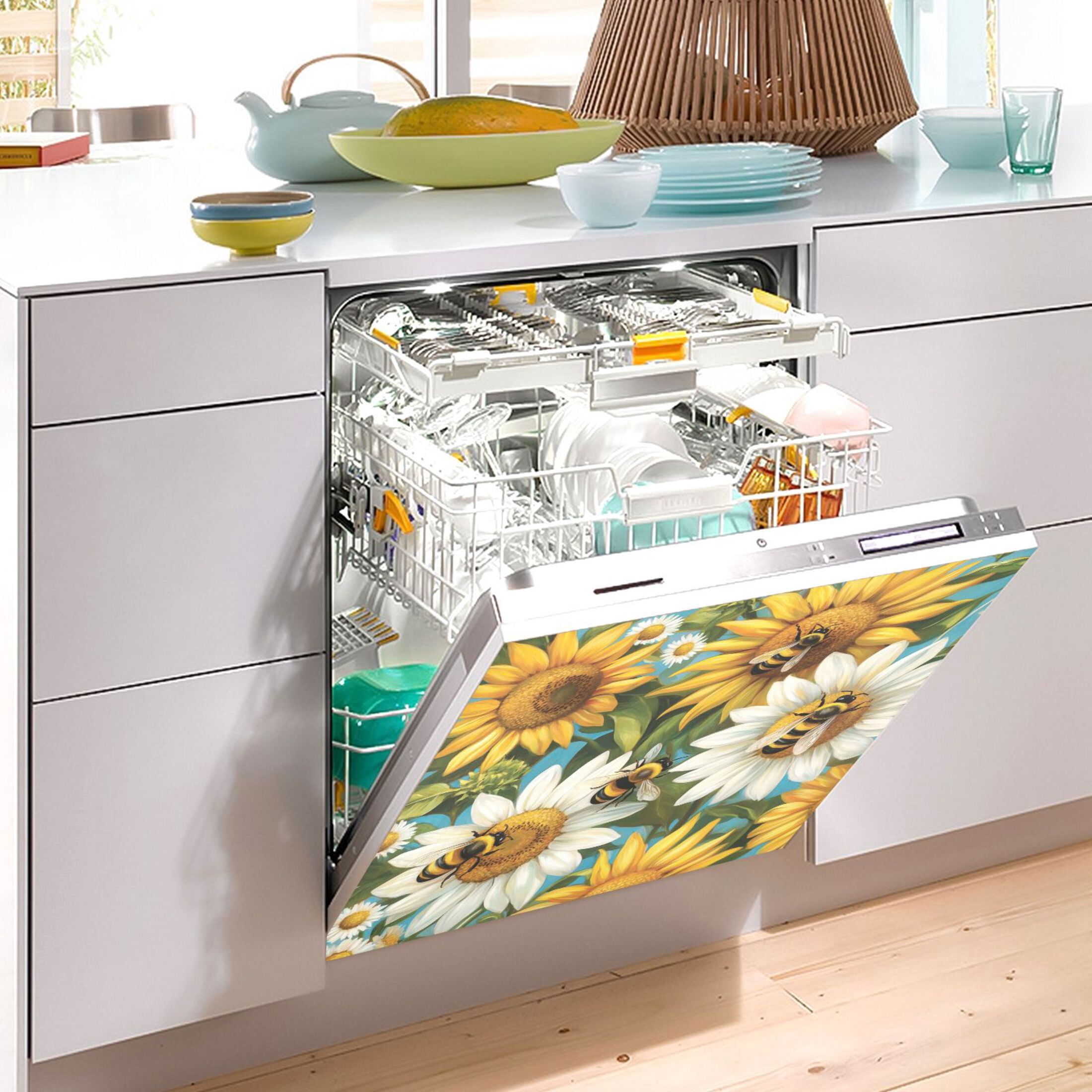 Dishwasher Magnetic Sticker 23x26 Inch Refrigerator Magnetic Sticker Washing Machine Magnetic Sticker Kitchen Panel Magnetic Sticker Home Decor Lovely Big Bee