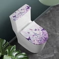 thumbnail image 3 of HELLHERO Purple Butterflies and Flowers Toilet Seat Cover Replacement for Fits All Toilet Shapes Polyester Stretch Stretch Fit Non-Slip Elastic Bottom Washable and Reusable Durable, 3 of 7