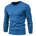 thumbnail image 6 of Fanxing Muscle Sweater Men's Slim Fit Crewneck Sweaters Lightweight Knitted Pullover Casual Long Sleeve Jumpers Back to College Blue,XXL, 6 of 6