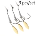 thumbnail image 4 of 3pcs Offset Fishing Hooks Weighted Crank Hook With Spoon Sequins Fishing Hook Fish Hooks Fit For Texas Rigs Fishing Tackle, 4 of 9