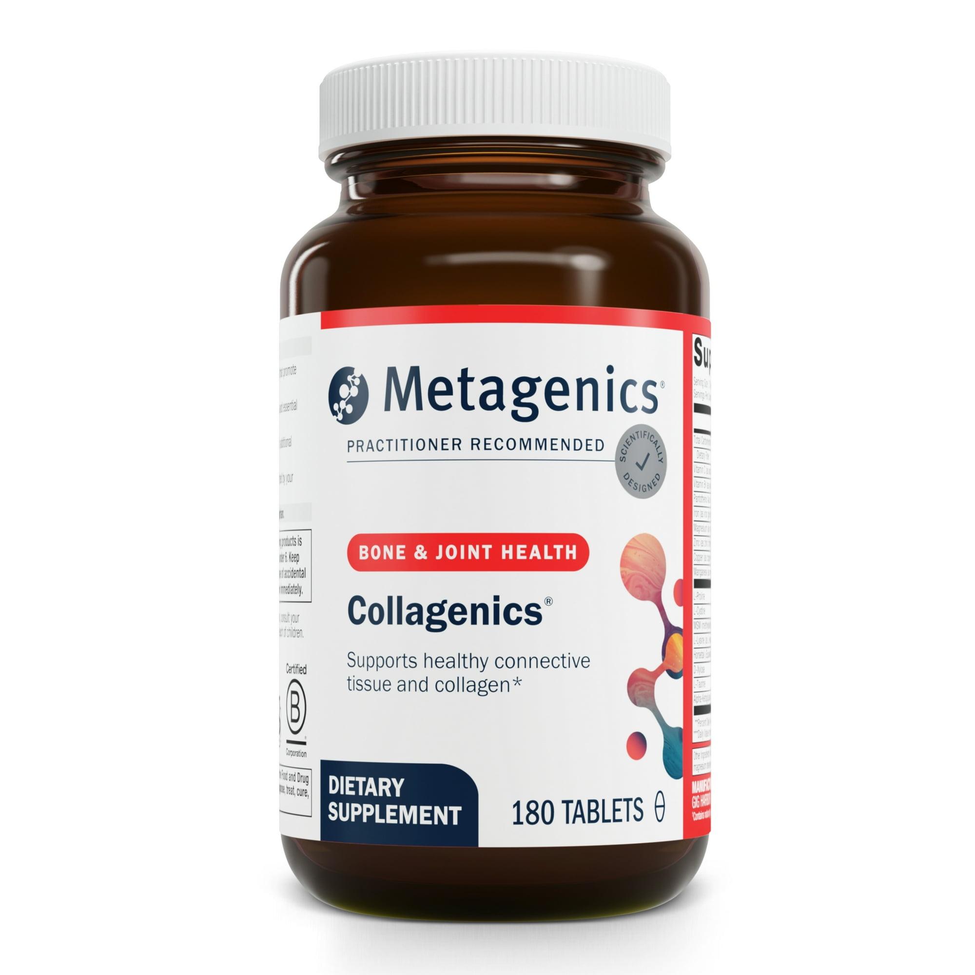 Metagenics Collagenics Nutritional Supplement Support for Connective Tissue and Collagen Tablet - 180 Count