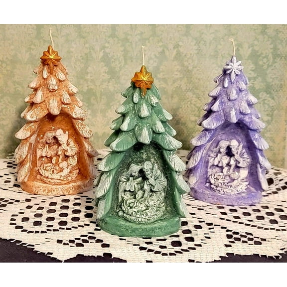 Christmas Candle  with Nativity, Nativity Scene candle, Christmas Candles