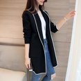 thumbnail image 3 of comerut Women Winter Coat Fleece Lapel Long Sleeves Mid Length Cardigan Warm Solid Color Casual Elegant Autumn Coat Female Clothing, 3 of 7