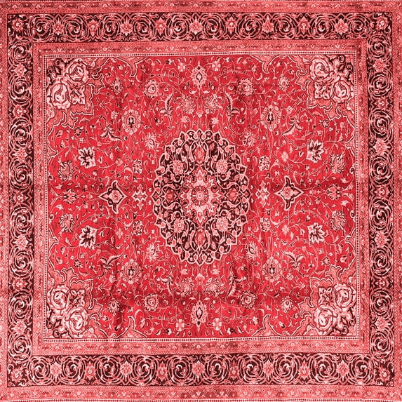 Ahgly Company Indoor Square Medallion Red Traditional Area Rugs, 8' Square