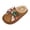 Brown, variant on Holiday Themed Flat Sandals For Women Pu Material Christmas Style Casual Indoor Slippers Cozy Home Shoes Seasonal Footwear Size 5.5 Us