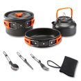thumbnail image 1 of 7 unids / set Camping Kit de utensilios de cocina al aire libre cocinar agua hervidor de agua sin paletas anti-escalado portátil mochilero vajilla naranja Inevent OD003501-01B, 1 of 6