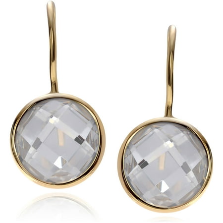 Brinley Co. Women's CZ 14kt Gold-Plated Sterling Silver Circle Dangle Earrings, White