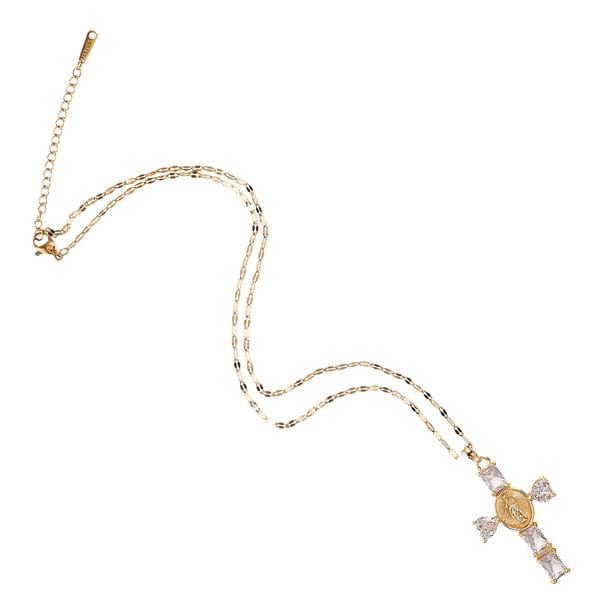 KAKOWELY Collar con colgante de cruz con incrustaciones de diamantes de imitación, colgante unisex de moda para el cuello, regalo religioso