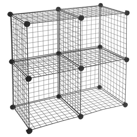 AUGIENB 4/6/8/12 Cube Metal Wire Cube Storage Organizer Cubes DIY Storage Shelves Closet Grids Wire Cubes Stackable Storage Bins Modular Bookshelf Bookcase for Home Office