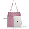thumbnail image 2 of JISEN Corduroy Tote Bag for Women with Reinforced Strap for College Travel Pink, 2 of 7