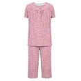 thumbnail image 4 of SuTry Women's Leisure Home Wear Short Sleeved Shirt Front Button Capri pants Pajama Set Short Sleeve Suitable for Transitional Weather (Pink,L), 4 of 4